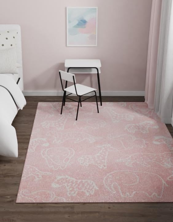 Unique Loom Whimsy Collection - Alfombra rectangular de 3 pies 11 pulgadas x 5 pies 11 pulgadas, rosamarfil