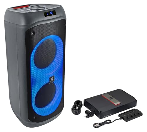 Audiosavings Bundle: Kicker 51LX12005 5-Channel Car Stereo Amplifier Class D Amp LX1200.5 Bundle with Rockville BASS Party 8 Dual 8