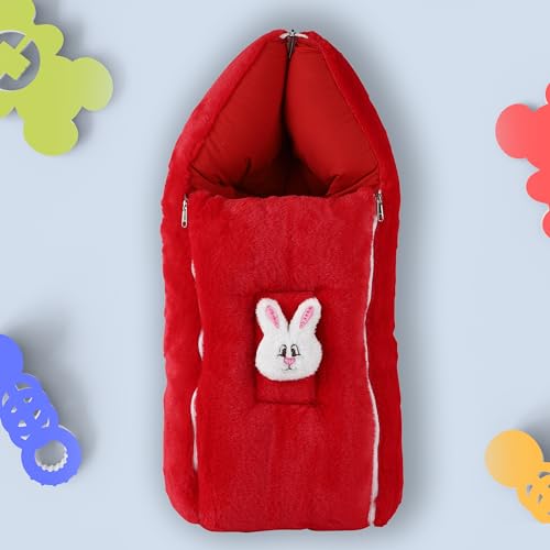 Image of VoiDrop 3 in 1 Baby Sleeping Bag & Carry Nest | Cotton Bedding Set for Infants & New Born Baby | Portable /Travel & Skin Friendly | Velvet Red