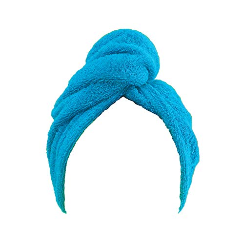 Class Home Collection Frottee Turban Handtuch mit Knopf | Haarturban 72x27 cm | 100% Baumwolle | Türkis Cover