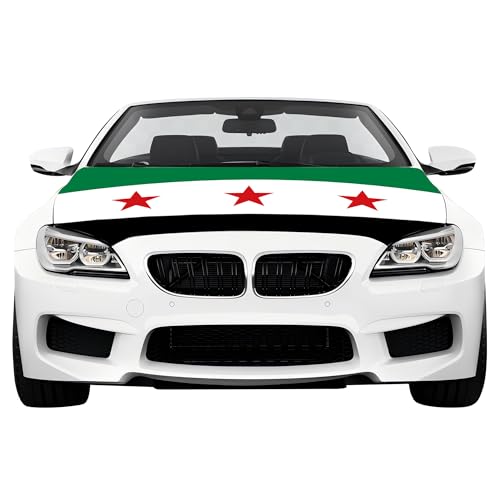 Syria Hood Cover 4x5 Ft Syria Hood Flag Cover for Elastic Fabrics Can be Washed, Car Bonnet Banner Engine Cover Decoration for Event Item