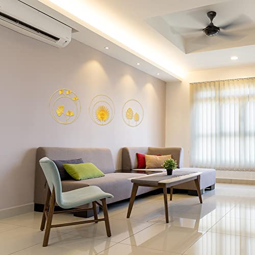 Resome 3 Pcs Gold Wall Decor, 11Inch Gold Metal Wall Art Decor Gold Ginkgo Maple Monstera Leaf Wall Decor For Bedroom, Easy Installation Great For Livingroom Hotel Office Home Decor Mothers Day Gifts #TOP6