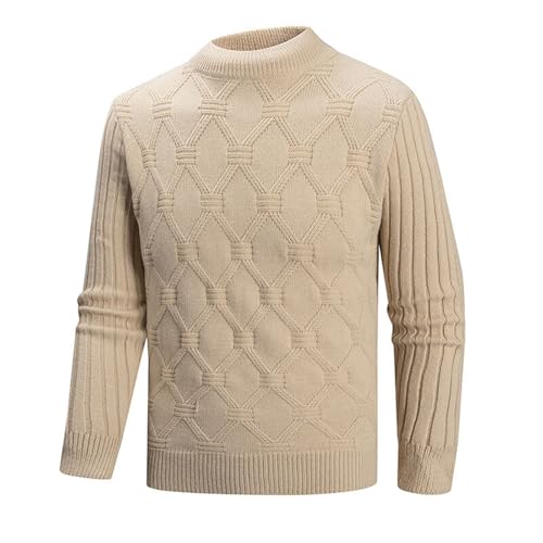 Mens Mock Neck Sweater Long Sleeve Winter Warm Mock Neck Sweaters Casual Comfy Ribbed Sweater