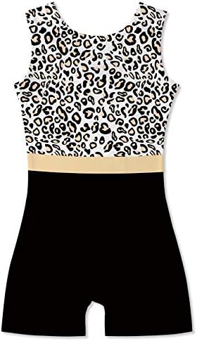 TUONROAD Baby Girls One Piece Leotard with Shorts Colorful 4t 5t Toddler Crew Neck Competition Cool Unitards Dance Outfits with No Skirt for Gymnastics Tumbling Class