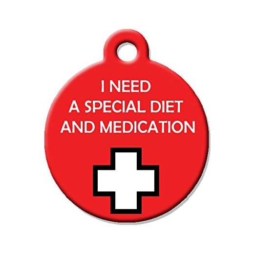 Medical Alert Dog Cat Pet ID Tag - "I Need A Special Diet and Medication" - Perso.