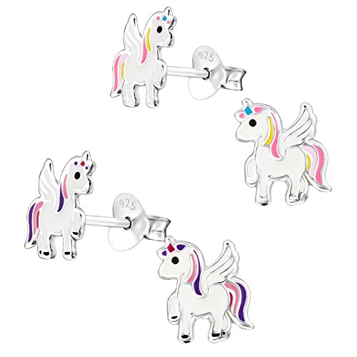 2 pares de niños adolescentes niña pendientes pendientes 925 plata sirena Cover