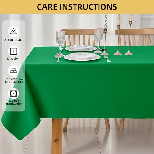 Image of 2-Pack 60x60 inch Forest Green Table Cloths, Solid Stain and Wrinkle Resistant Tablecloth, Premium Plain Weave Polyester Fabric Rectangle Table Linen Covers for Hotel, Banquet