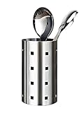 Honla Kitchen Utensil Holder Caddy-18/10 Stainless Steel Cooking Tool Organizer for Countertop Storage,Large,Brushed Chrome