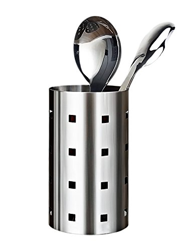 Honla Kitchen Utensil Holder Caddy-18/10 Stainless Steel Cooking Tool Organizer for Countertop Storage,Large,Brushed Chrome