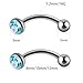 SQKXKLCZ 2 pcs 16G G23 Implant Titanium 3mm Blue CZ Ends Curved Eyebrow Barbell Internally Threaded 3mm Ball Tragus Helix Ear Belly Lip Nipple Tongue Ring Body Piercing 8mm