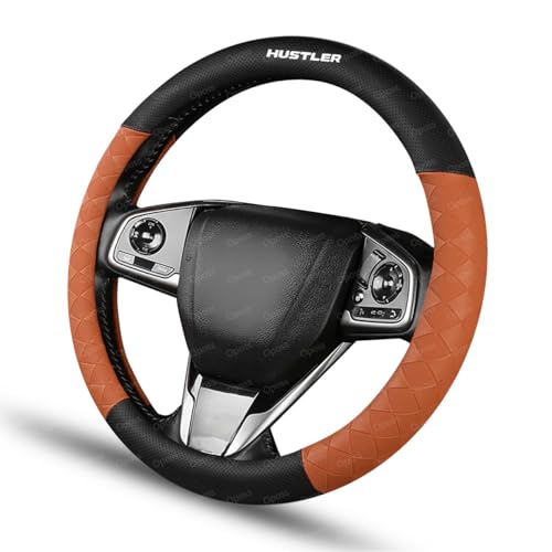 スズキ ハスラー ハンドルカバー 車用 軽自動車 普通車 ツートンカラー ステアリングカバー ハスラー MR52S MR92S 汎用 おしゃれ 通気性がよい オールシーズン対応 ハンドル 保護カバー 内装パーツ アクセサリー (オレンジ)