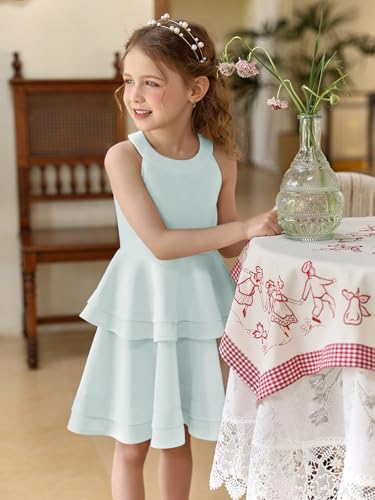 MCieloLuna Cute Girl's Casual Dress Tiered Summer Kids Toddlers Wedding Guest Mini Dresses Party Dance Gown4