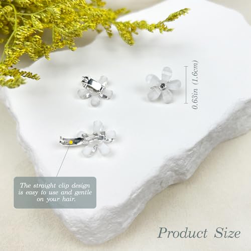 Mini pinzas para cabello con piedras y flores blancas, pack 20 miniatura 2