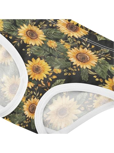 ZZKKO Yellow Sunflower and Black Background Girls Underwear Toddler Panties for Girls Comfort Brief Size 2-8T4
