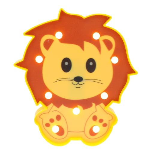 ELEOUTI Lámpara de Noche Infantil Luz Nocturna Adorable en Forma de León de Plástico Abs Color Amarillo para de Dormitorio y Escritorio