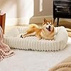 Bedsure Cute Dog Beds Large Sized Dog – Washable Furry Pet Beds, Rectangle Orthopedic Corduroy Fleece Puppy Beds with Removable Zipper Cover, 36x27x8inches, Cream