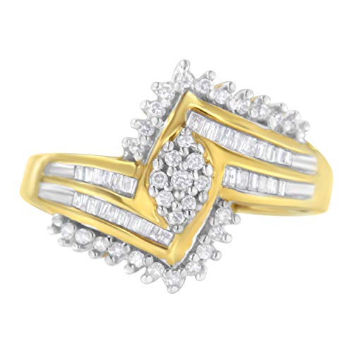 Haus of Brilliance 14K Yellow Gold Round and Baguette Cut Diamond Ring (1/2 cttw, H-I Color, SI2-I1 Clarity)