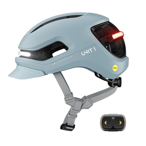 Image of UNIT 1 Aura Hybrid Smart Bike Helmet with MIPS + Wireless Handlebar Remote | Front & Rear LED Lights | Turn Signals & Brake Lights | Crash Alert | App-Controlled | Urban & Road Cycling System