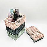 Plastic Collapsible Crate Folding Storage Basket For Shelves , Stackable Container Organizing Bins...