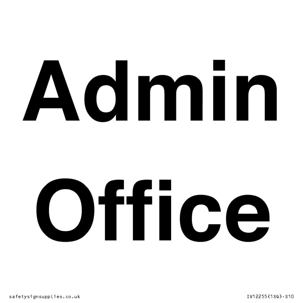 Admin Office Sign - 100x100mm - S10, White/White
