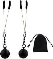 Vista 9 de Pinzas para pezón con peso de acero inoxidable con clip de cadena para pezón, bola ajustable, sin perforación, joyería para pezones para adultos