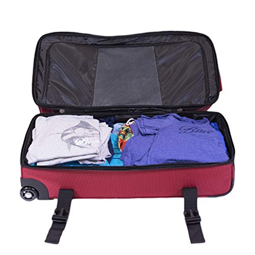 FUL Tour Manager Deluxe 30in Rolling Duffel Bag, Split Level Storage, Red