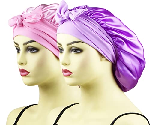 Satin Bonnet for Braids Long Hair Sleep Caps for Women Curly Hair Extra Large Sleeping Night Cap Satin Bonnets with Tie Band