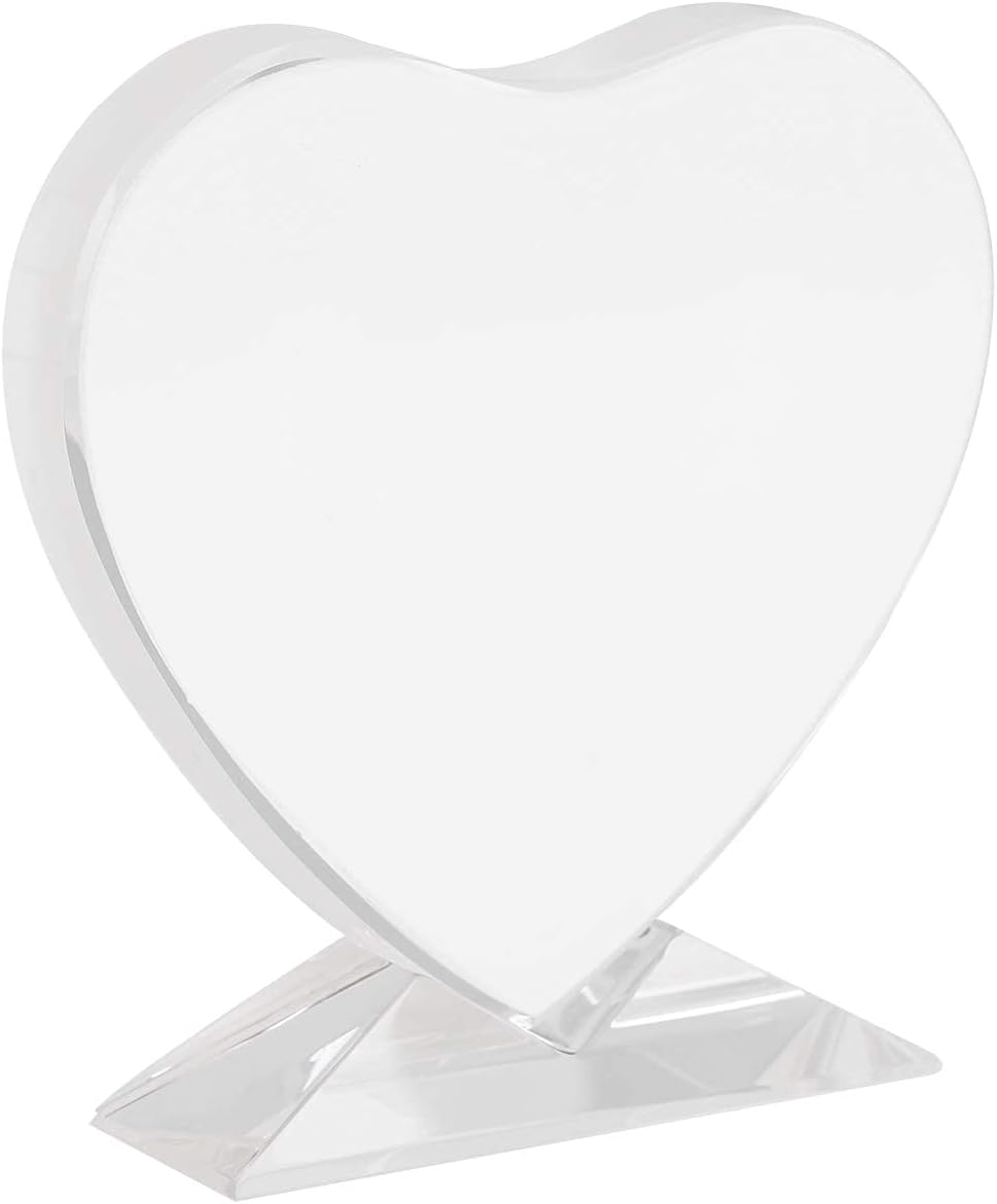 Personalized Crystal Glass Heart Shape Picture Frame Home Desk Decor Pet Dog Cat Photo Plate Memorial Plank, Custom Anniversary Christmas Birthday Baby Funny Gift for Her Him Women Men Mother Dad