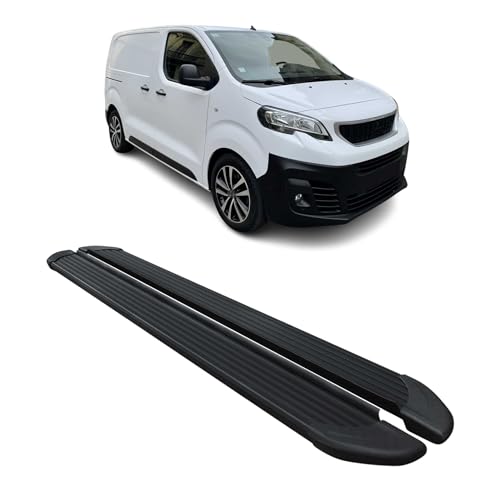 OMAC Marchepieds Latéraux pour Peugeot Expert Traveller 2016-2026 Noir Alu L1 Court