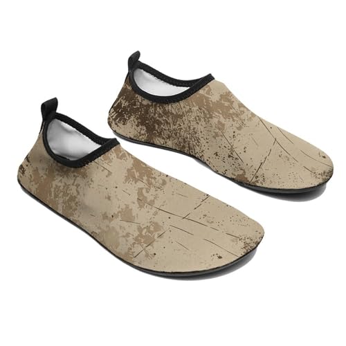 Water Shoes for Women Men Barefoot Water Sports Shoes Brown Distressed Texture Aqua Socks Quick-Dry Beach Shoes