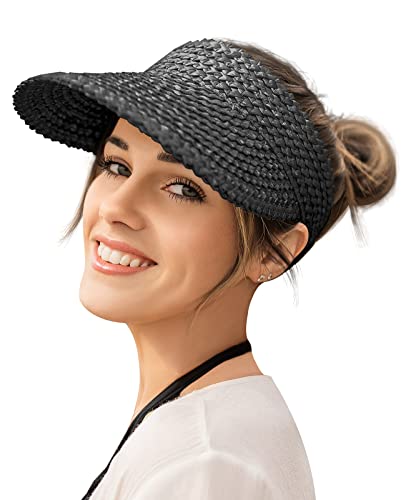 Visera de Sol de Paja para Mujer Plegable Protección UV miniatura 1
