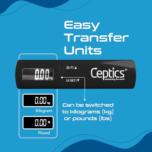 Ceptics weight machine for luggage weighing scale, luggage weighing scale capable capacity up to 50 Kg, weighing machine for luggage with LCD display luggage scale for bags, home, shop - BLACK - Image 7