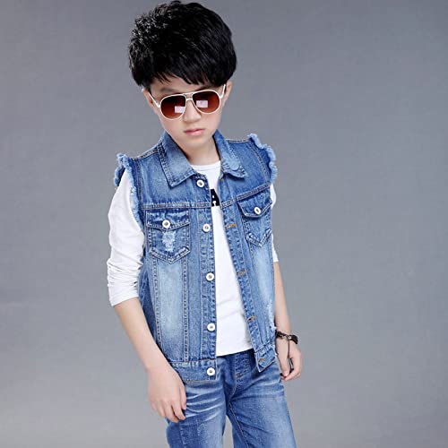 Kids Boys' Fashion Sleeveless Outerwear Denim Jacket Vest Age 4-13 Years4
