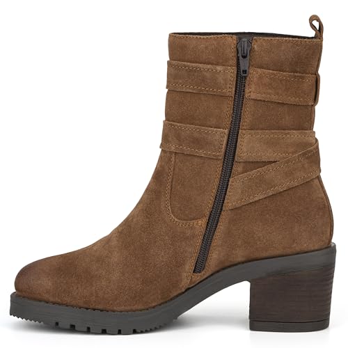 Vintage Foundry Co. Charmaine Women’s Fashion Casual Oxford Leather Zippered Buckled Solid Plain Ankle Boots w/Round Almond Bump Toe, Stacked Block Chunky Heel, and Rubber Outsole brown Size: 9 UK by VINTAGE FOUNDRY CO. EST. 2014 - Image 3