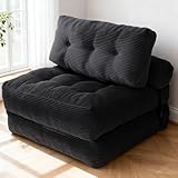 Canapé Lit 4 en 1 Pliable avec Oreiller & Matelas à Support Dorsal – Fauteuil Convertible, Lit Pliant 1 Place, Portable et Confortable, Idéal pour Petit Espace, Chambre ou Salon