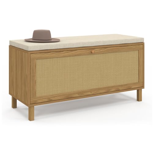 IDMarket - Banc d'entrée Chaussures Vintage HANAE Effet Naturel cannage