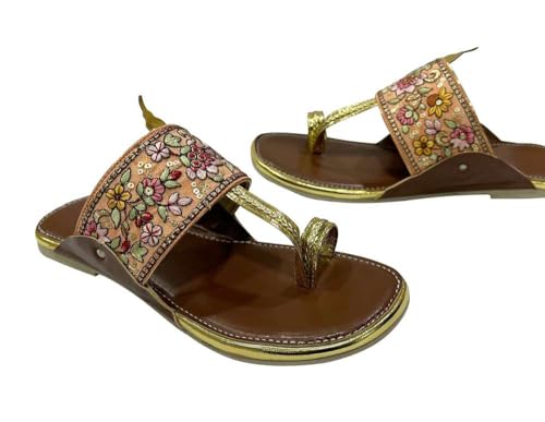 Step n Style Kolhapuri Chappal For Women's Indian Flat Flip Flop Kolhapuri Sandals For Women Ethnic s Casual Mojaris by Step n Style - Used condition - Image 4