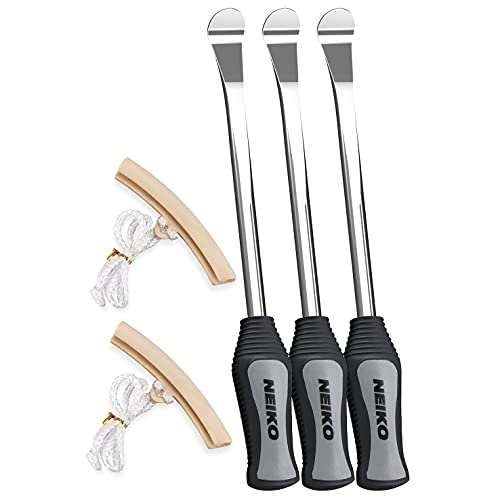 NEIKO 20600A Tire Spoon Levers, Repair Tool Kit, 11 1/2-Inch Hardened Steel Irons, 2 Rim Protectors, 5-Piece Tire Levers Set, Tire Changing Tool, Small Tire Tools by NEIKO - Used condition - US$21.31
