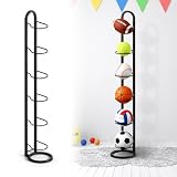 NAVESO 6 Niveaux Support Ballon Foot,Verticale Support Ballon Basket,Rangement Ballons Amovible pour Balles De Sport pour Basketball Football(Noir)