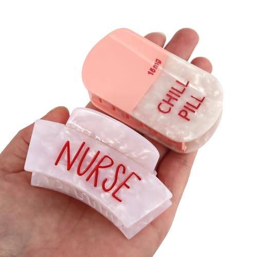 Chill Pill Hair Claw Clip Pharmacy Personalized Claw Hair Clip Nightingale International Nurses Day May 12 Gift for Women Acetate Hair Claw Accessories for Women