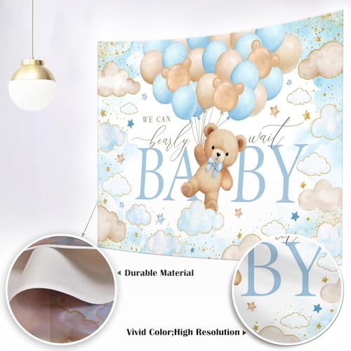 Mocsicka Bear Baby Shower Backdrop (Blue, 7x5ft(82"x60")) by Mocsicka - Used condition - Image 6