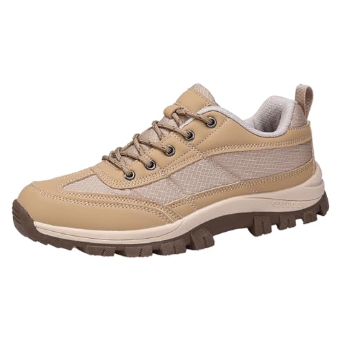 Botas de senderismo impermeables para hombre y mujer, ligeras, cómodas, de piel, para exteriores, senderismo, senderismo, senderismo, senderismo, senderismo, senderismo, camping, escalada, Un caqui