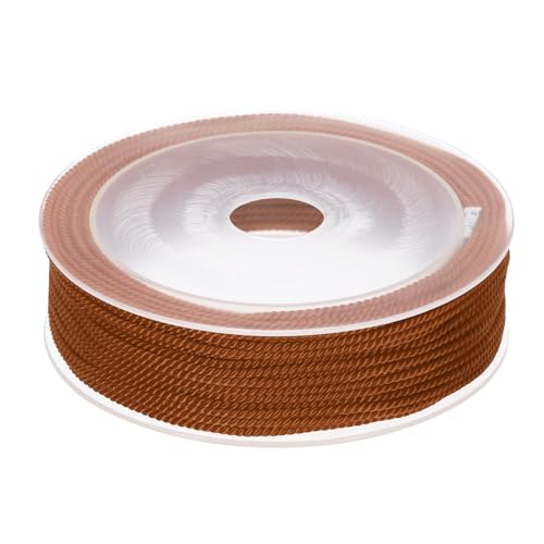Rebower Trim Cord Rope, 1.5mm / 22 Yards Nylon Twisted Trim Cord Rope Thread String Rope Cord Braid Trim [for Sewing Home Decor Crafts] - 0.06 Inch/Reddish Brown
