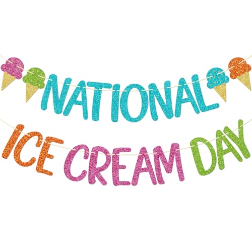 National Ice Cream Day Banner, Ice Cream Bar Decor, Summer Pool Party Decorations, Pre-strung