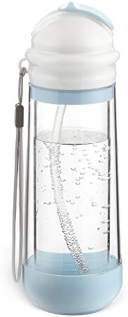 Drinkadeux Glass Double Wall Insulated Bottle with Straw, Sky