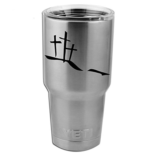 Calvary Hill Silhouette Crosses Christian Vinyl Sticker Decal for Yeti Mug Cup Thermos Pint Glass (4