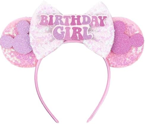 RAZKO Minnie Ears Headband Sequin Mouse Ears Headband for Women Girls Hair Accessories
