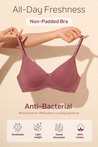 Image of Van Heusen Women's Everyday Cotton Bra|Medium Coverage|Non Padded|Non Wired|Seamless Moulded Cups|Anti Bacterial Tech| Keeps you Fresh|Sweat Absorbent|No Slip Soft Straps|Detachable Straps|Style 11001
