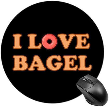 I Love Bagel Mouse Pad Desk Mat Non-Slip Round Gaming Pads for Computers Laptop Office