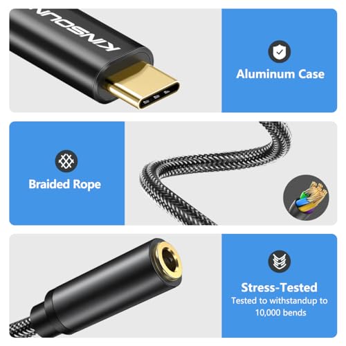 Image of Kinsound USB C to 3.5 mm Jack Audio Connector (Black)